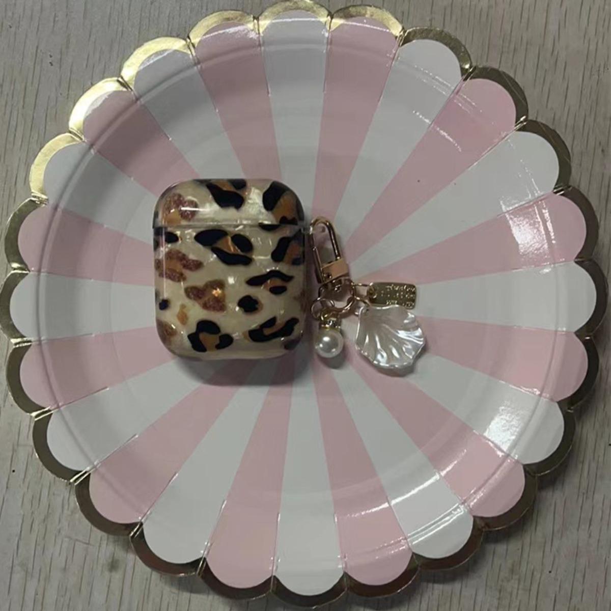 Stilvolle Kopfhörerhülle mit Leopardenmuster und Kette – für Airpod1/2/3/4, Airpods Pro1/2! for airpods 1/2 braun