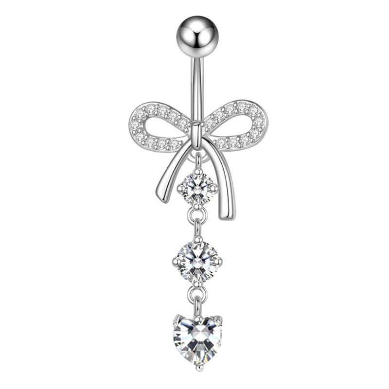 Edelstahl Rosa Punkt Bohrer Nabel Ring Nagel Schmetterling Zirkon Einfache Nabel Schnalle Piercing Ornament weiß