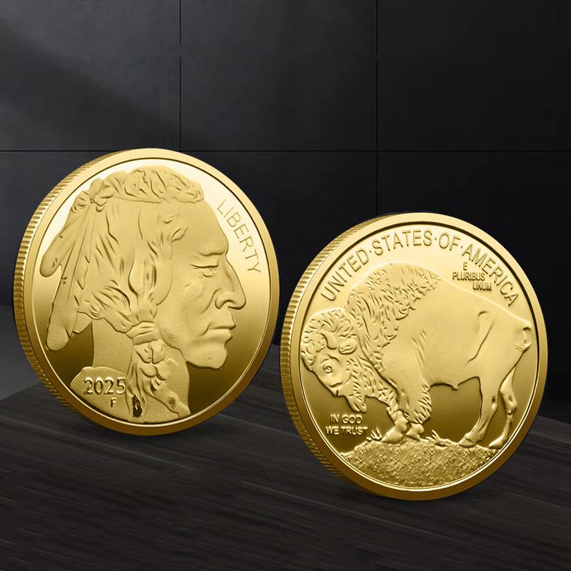 Indische 2019-2025 Mehrjahres-Gedenkmünzen Amerikanischer Büffel Vergoldete Münzen Gedenkmedaillen A13