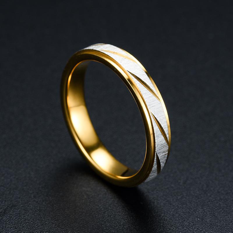 1 stücke Neue Gold Farbe Ring Edelstahl Paar Ring Mode Charge Gestreiften Ring Schmuck woman-5