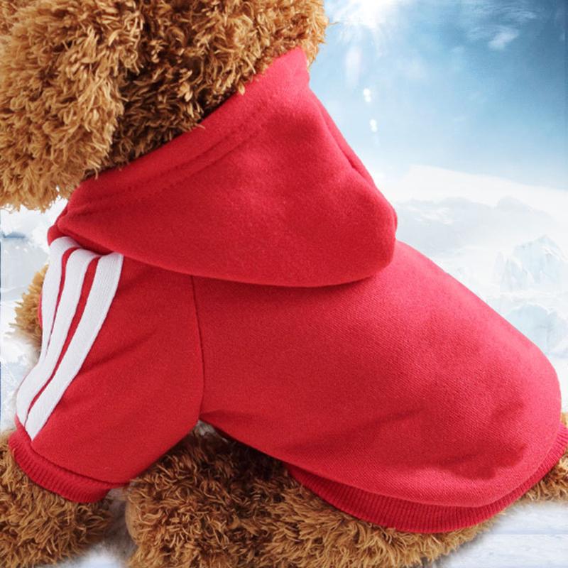 Haustier Hund Kleidung Warme Hund Overall Katze Welpen Outdoor Sport Kleidung Verdicken Haustier Hoodie Mantel Outfit L rot
