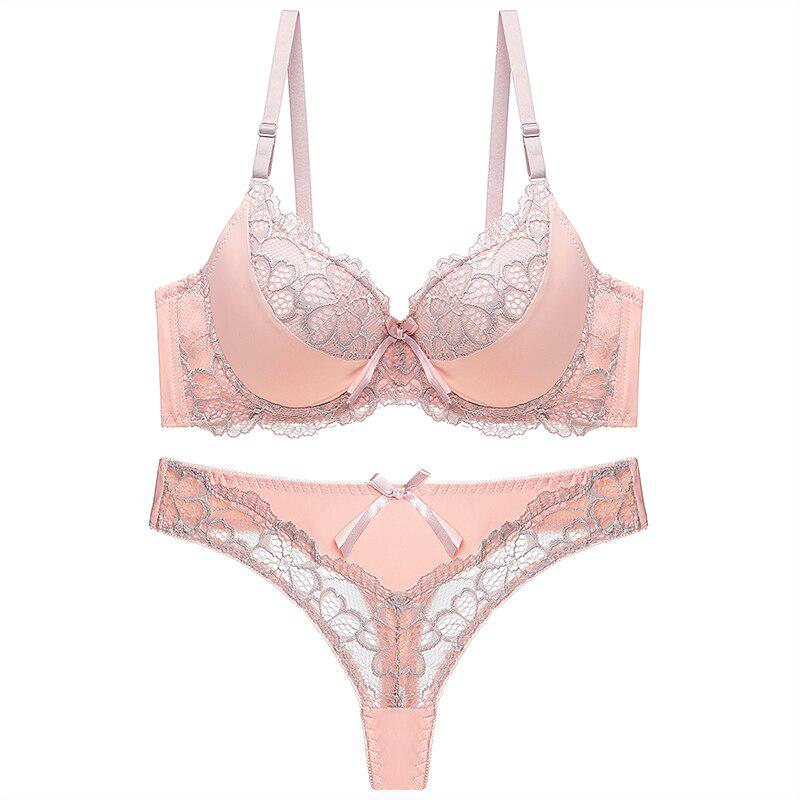Julexy ABC Cup BH Set Push Up Sexy Spitzen BH Set Femme BH Tanga Set 80B graue