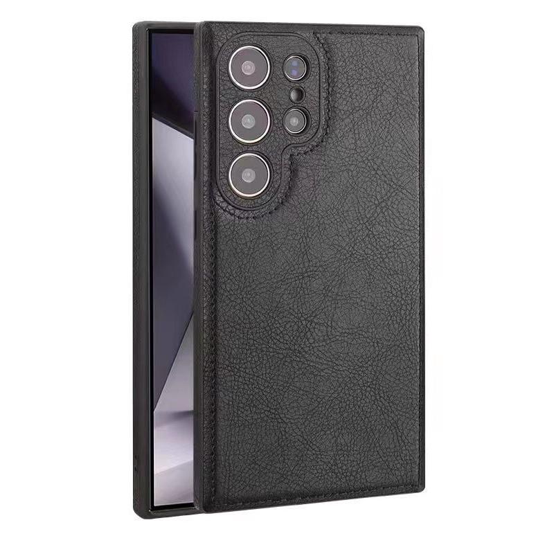 Premium Leder Handyhülle für Samsung Galaxy S25 Ultra S24 S23, Rindsleder Retro Premium Leder Samsung Handyhülle Galaxy S24 schwarz