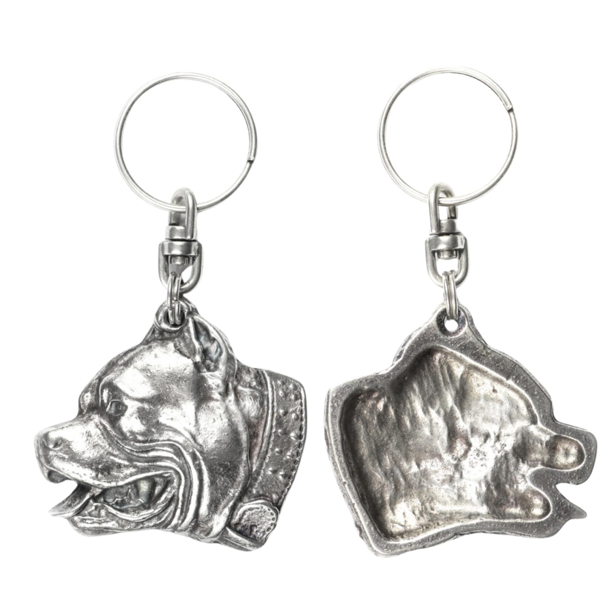 Pit Bull, American Pit Bull Terrier, Pitbull Terrier, APBT - Versilberter Hundeanhänger, Handtaschendekoration, Rucksackanhänger der Marke Art-Dog silber