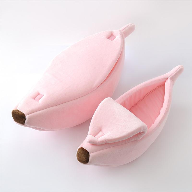 Bananen-Katzenbett, lustiges, süßes, gemütliches Katzenbett, warmes, langlebiges, tragbares Haustierkörbchen, Hundekissen, Katzenbedarf, mehrfarbig S 40x15x10cm white