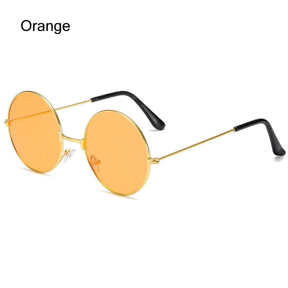 Retro Hippie Disco Damen Herren Runde Sonnenbrille Kreis Brille Metall Sonnenbrille Brillen orange