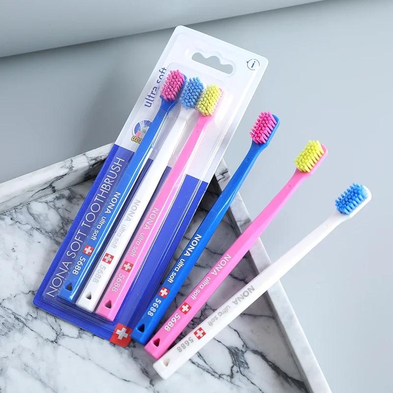 3 Stück Ultraweiche Mikrofaser-Zahnbürste 5460 Hohe Dichte Manuelle Zahnbürste Sanfte Reinigung und Zahnfleischpflege Heimset Schweizer Stil