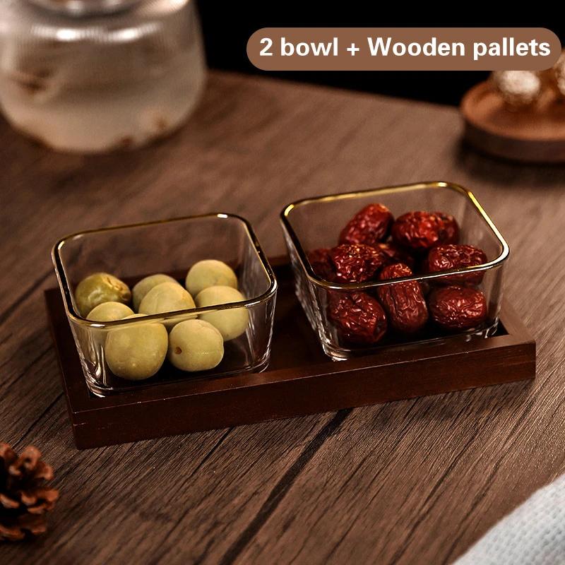 Melonensamen Glaszucker-Obstteller Goldenes Gold Süßigkeiten Nüsse transparente Obstschachtelabdeckung Europäisches kreatives Snacktablett brown