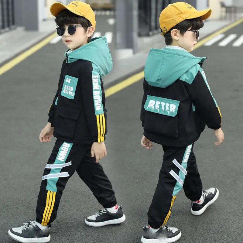 Kinder Zwei-stück Anzug Kinder Kleidung Junge Herbst Kleidung Anzug Koreanische Version Junge Frühling und Herbst Zwei-stück 110 grün