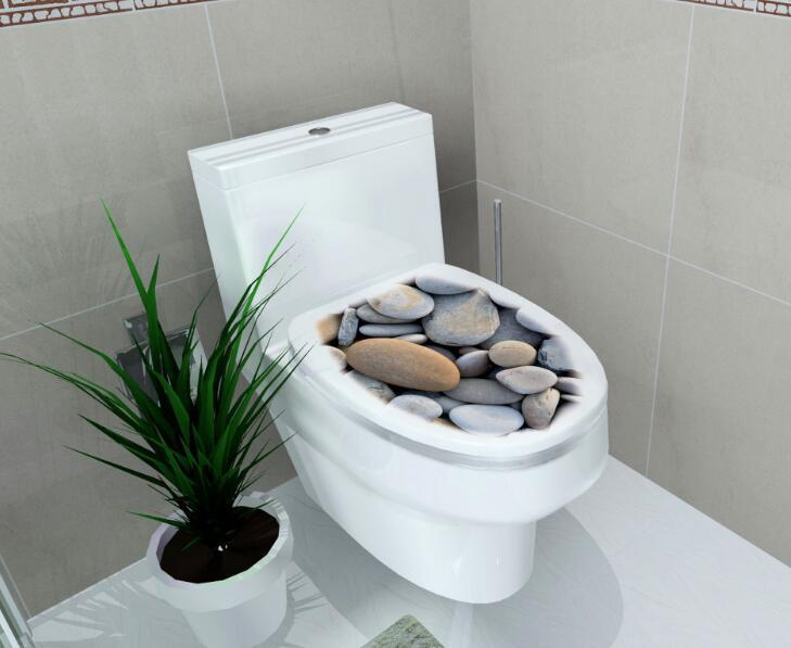 1 Stück 3D Toilettensitz Wandaufkleber Kunst Tapete Badezimmer Aufkleber Selbstklebend Abnehmbar Toilettendeckel Aufkleber Heimdekor Zubehör white