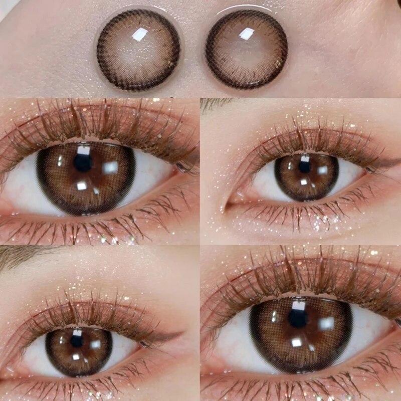 Farbige Kontaktlinsen, Myopie-Linsen mit Dioptrien, kosmetische Kontaktlinsen, Großhandel, 2 Stück, jährliche Augen, schönes Pupillen-Make-up -8.00 navy blau