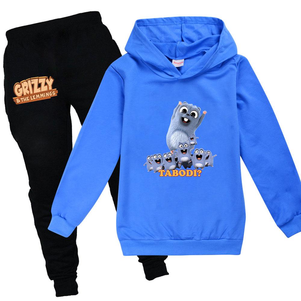 Cartoon Bär Druck Grizzy und Die Lemminge Hoodie Jungen Mädchen Kleidung Herbst Tops Kinder Sweatshirts Lange ärmeln Kinder Kleidung 110