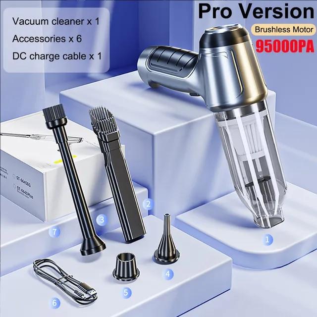 Neuer 95000Pa leistungsstarker deutscher originaler bürstenloser Motor kabelloser tragbarer Staubsauger für Auto und Zuhause, kabelloser Handstaubsauger für Autoteile silber