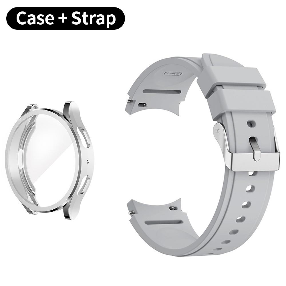 Schutzhülle + Armband für Samsung Galaxy Watch 4/5/6 40 mm 44 mm, weiche TPU-Abdeckung + Armband für Galaxy Watch 6 Classic 43 mm 47 mm Galaxy Watch 4 40mm braun