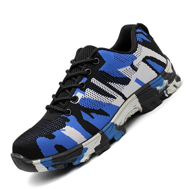 MAITA Herren Sneakers mit Stahlkappe, Anti-Smash-Arbeitsschuhe, Anti-Pannen- und Rutschfeste Arbeitsschutzschuhe, Sicherheitsschuhe 39 blau