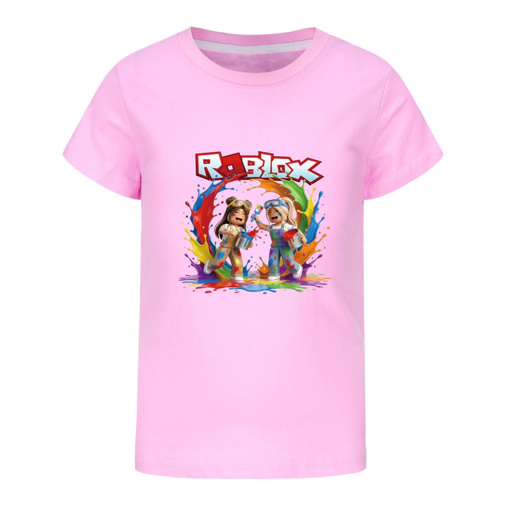 5577 Kinder Freizeit Roblox Print Kurzarm T-Shirt Oberteil 130cm rosa