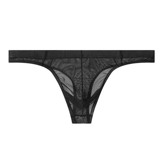 Herren String Einfarbig Hüfttief Slim Fit Sportlicher String Unterwäsche mit U-förmigem Beutel Hohe Elastizität Slips L schwarz