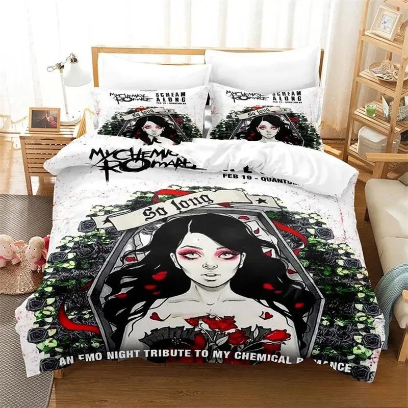 3D-gedruckte My Chemical Romance Bettwäschesets exquisites Bettzubehörset Bettbezug Bettdecken-Set Luxus Geburtstagsgeschenk AU Single 140x210cm