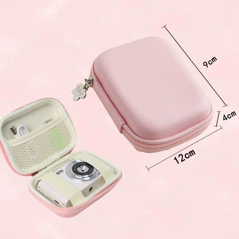 1 Stück Mini-Digitalkamera-Schutzhülle mit Reiseabdeckung und Netzfach für Zubehör & SD-Karten - CCD-Kamera-Tasche rosa
