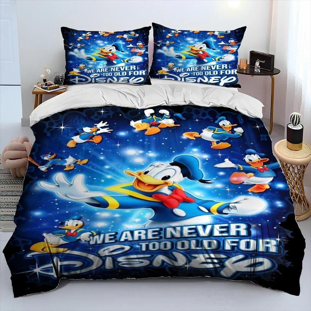 Mickey Maus Cartoon Donald Duck HD Bettdecke Bettwäsche Set Bettbezug Bett Set Steppdecke Bezug Kissenbezug Königin Bettwäsche Set Erwachsener Kind EU Double(200*200cm)3pcs