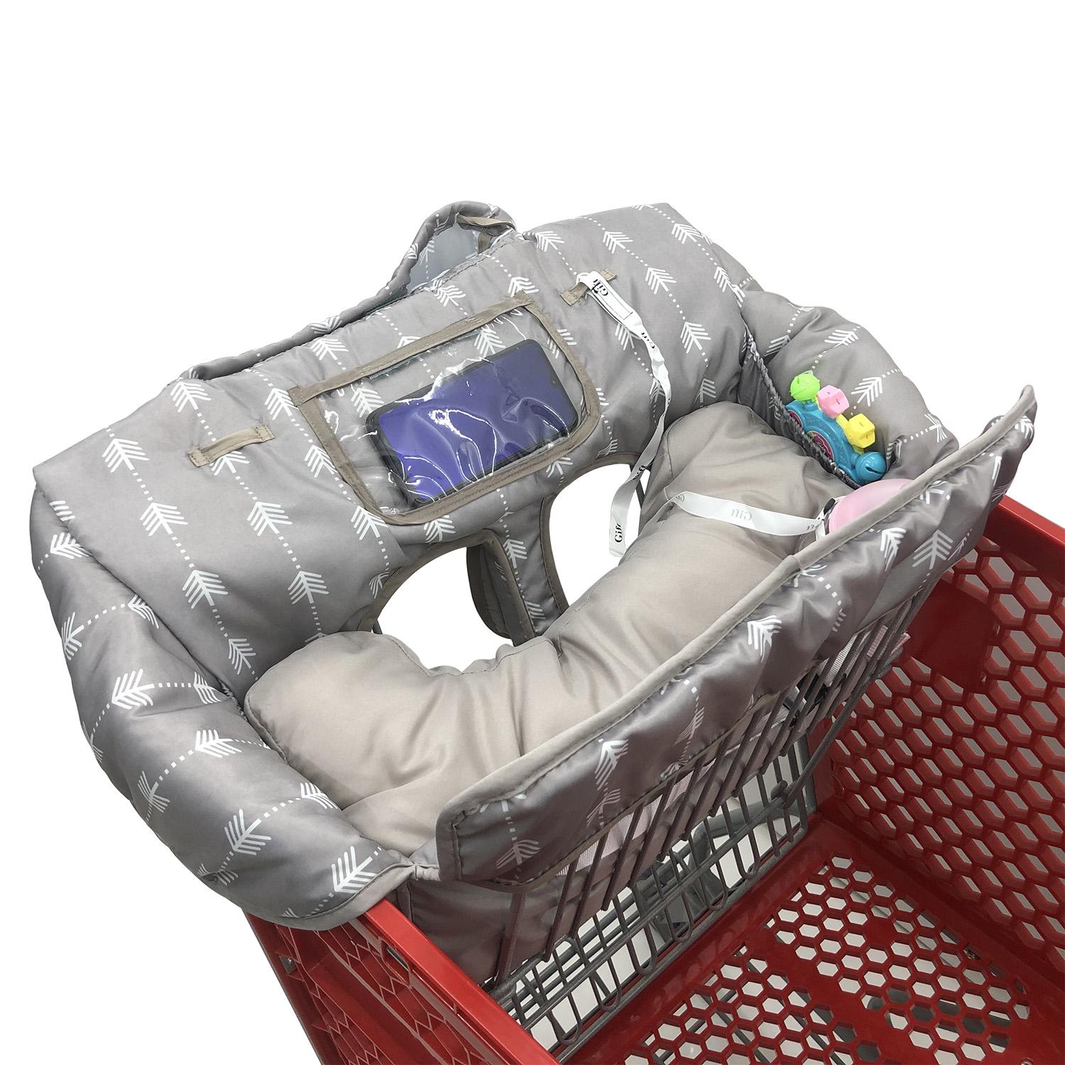 Baby-Einkaufswagen-Kissen für Kinder, 2-in-1-Baby-Hochstuhl-Abdeckung, Einkaufswagen-Abdeckung/tragbarer Baby-Stuhl-Abdeckung grau