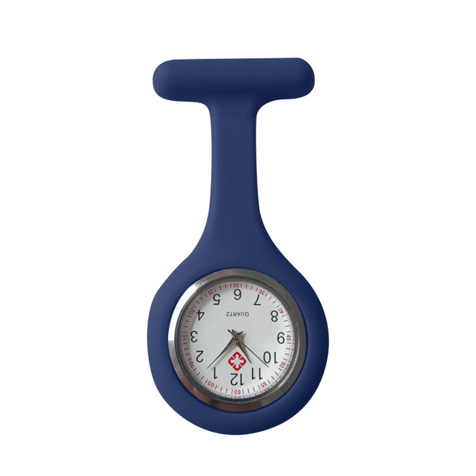 Silikon-Uhr-Brosche-Tunika-Taschenuhr mit kostenloser Batterie One Size dunkelblau