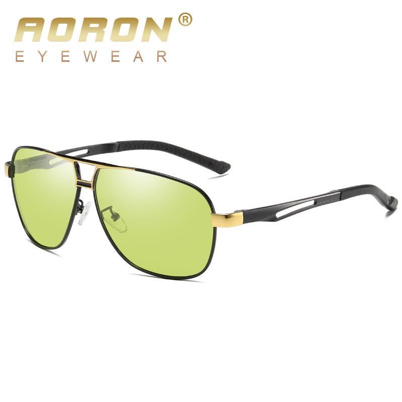 AORON Modische photochrome polarisierte Sonnenbrille, klassischer Spiegel, Autofahren, Sonnenbrille mit UV400-Schutz, Blendschutz für Herren
