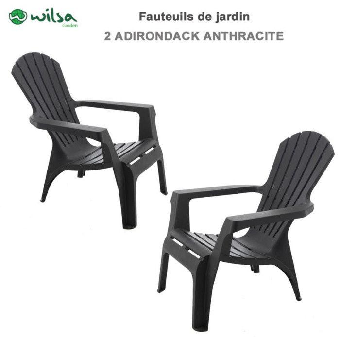 Adirondack-Sessel aus Polypropylenharz Wilsa Garden – Anthrazit – 2 Adirondack-Sessel
