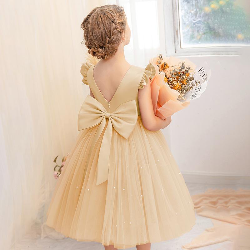 Kinderkleider für Mädchen Kleidung Kinderkleidung Fee Prinzessin Mädchenkleid Tanzkleidung Bühne Party Spitze Cosplay Kostüme 130 khaki