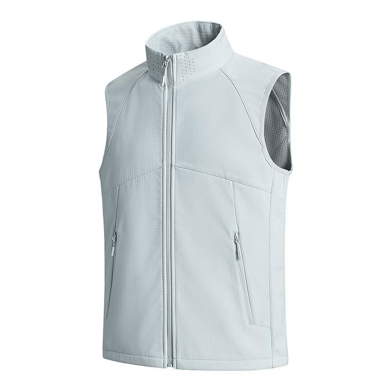 Herbst Outdoor Herren Casual Locker Große Größe Weste Funktionell Schnelltrocknend Stehkragen Weste Tasche Weste Jacke Dünn 2XL