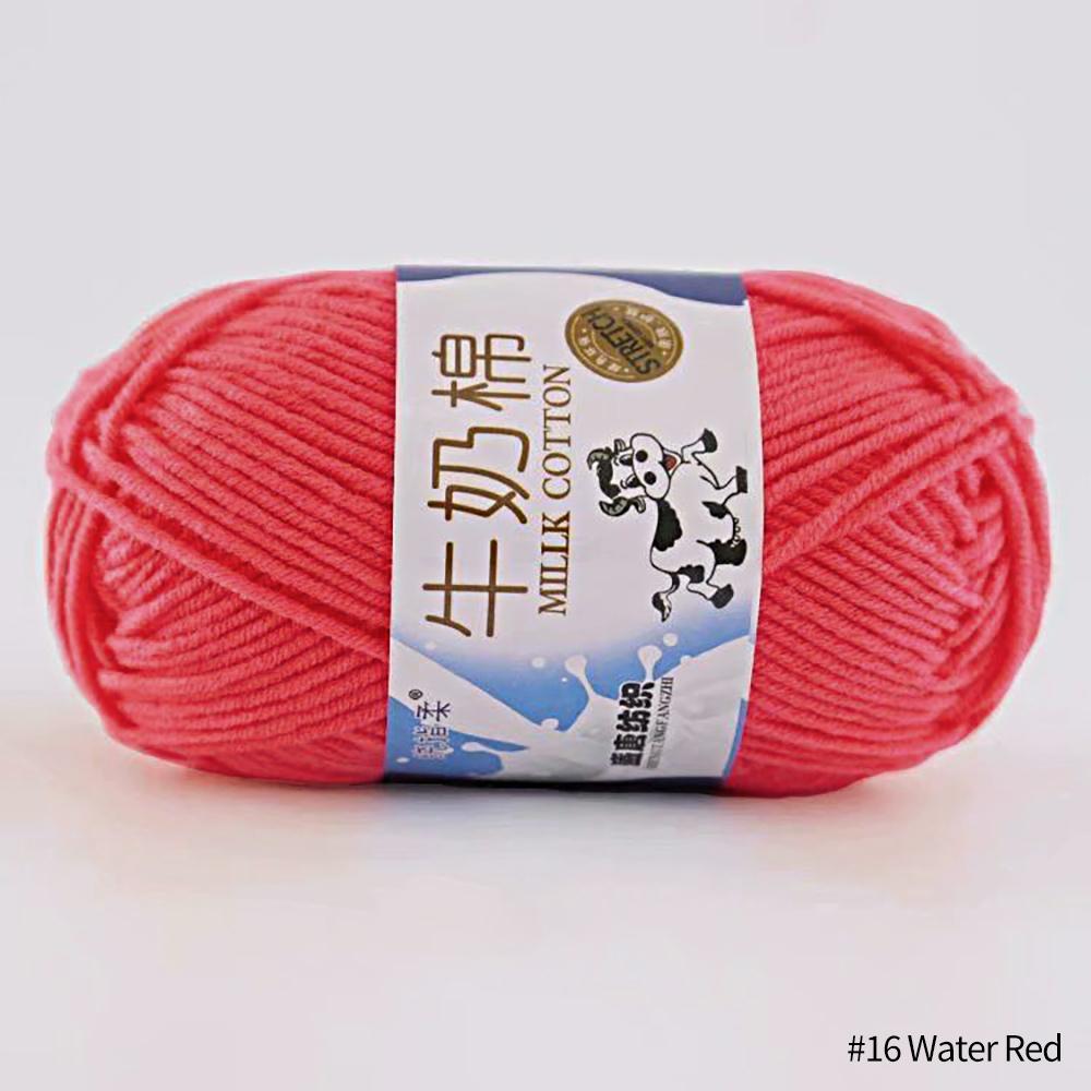 FEIJIEAST 50 g/Rolle Milch-Baumwollgarn, 5-lagig, Handstrickgarn, weich, warm, DIY-Baumwollfäden, Babywolle zum Handstricken, Häkelgarn wassermelone roten