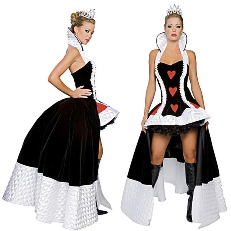 Bezauberndes Deluxe-Kostüm der Herzkönigin, Kostüm, erotische Kleidung, Halloween-Kostüm, bezaubernde Spieluniformen + Krone xl