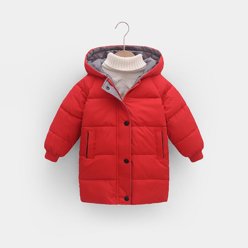 Neue kinder Unten Jacke Jungen Mädchen Winter Kleidung Koreanische Baumwolle Gepolsterte Kleidung Baby Verdickt Mantel 120cm rot