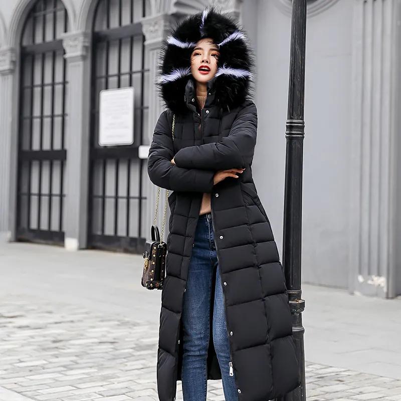 Damen Winter Pelz Parkas Steppjacken Für Damen Verdicken Warmer Langer Mantel Jacke Kleidung Kapuze Herbst Gepolsterte Kleidung XS
