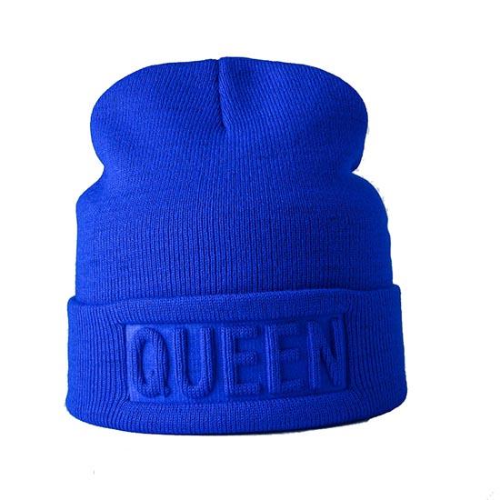 Winter Hut König Königin Mützen Mode Hip Hop Paare Kappe Casual Solide Hut Männer Frau Warme Gestrickte Beanie Ski Skullies motorhaube QUEEN königsblau