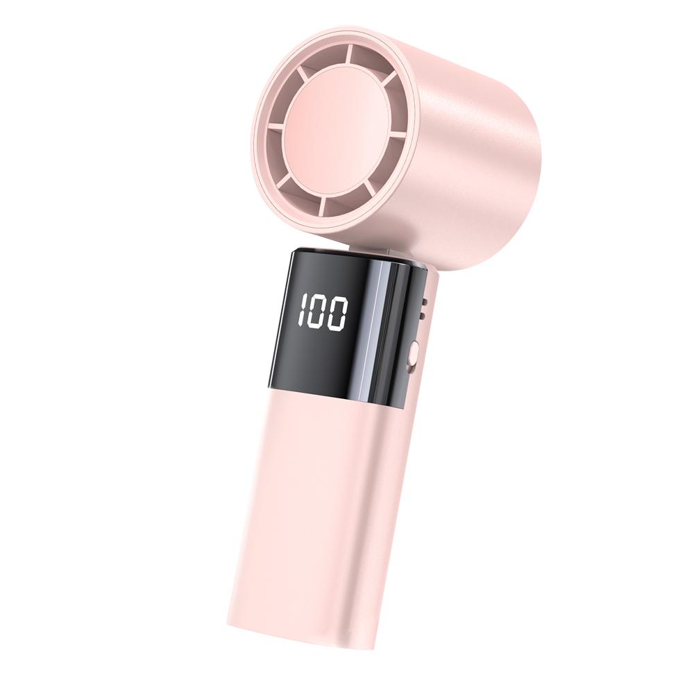 Handventilator Tragbarer Hochgeschwindigkeits-Turbolader Wiederaufladbarer elektrischer Ventilator über USB mit Digitalanzeige rosa
