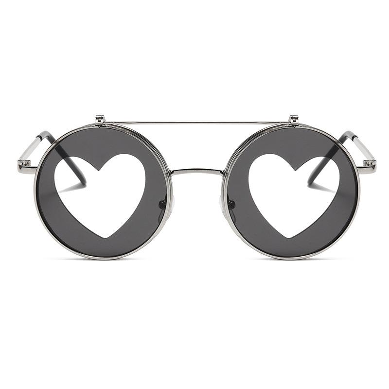 Neue Klapp-Sonnenbrillen Damen Herren Sonnenbrillen Herz Kreisförmige Sonnenbrillen Brillen Für Party Weibliche Brillen Sonnenbrillen Metallrahmen MULTI