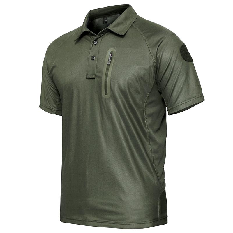 Taktisches Poloshirt für Herren, atmungsaktiv, für den Sommer, Militär, Golf, Angeln, Camping, Sport, Kurzarm, USA, Übergröße L armee grüne