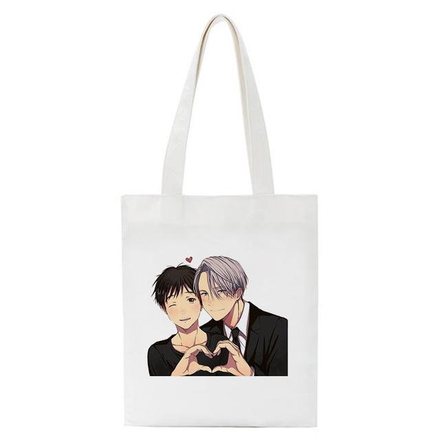 Kawaii Einkaufstasche Yuri On Ice BL Yaoi Einkaufstasche Anime Manga Shopper Handtaschen Umhängetaschen Handtasche Frauen Elegante Canvas Tasche 24*26cm