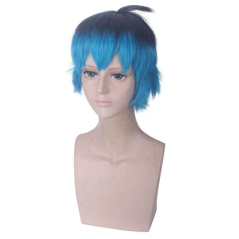 Anime 30CM Marienkäfer Luka Cosplay Perücken Schwarz Blau Ombre Rolle Spielen Hitzebeständige Synthetische Kurze Haare Perücke Junge 30CM blau