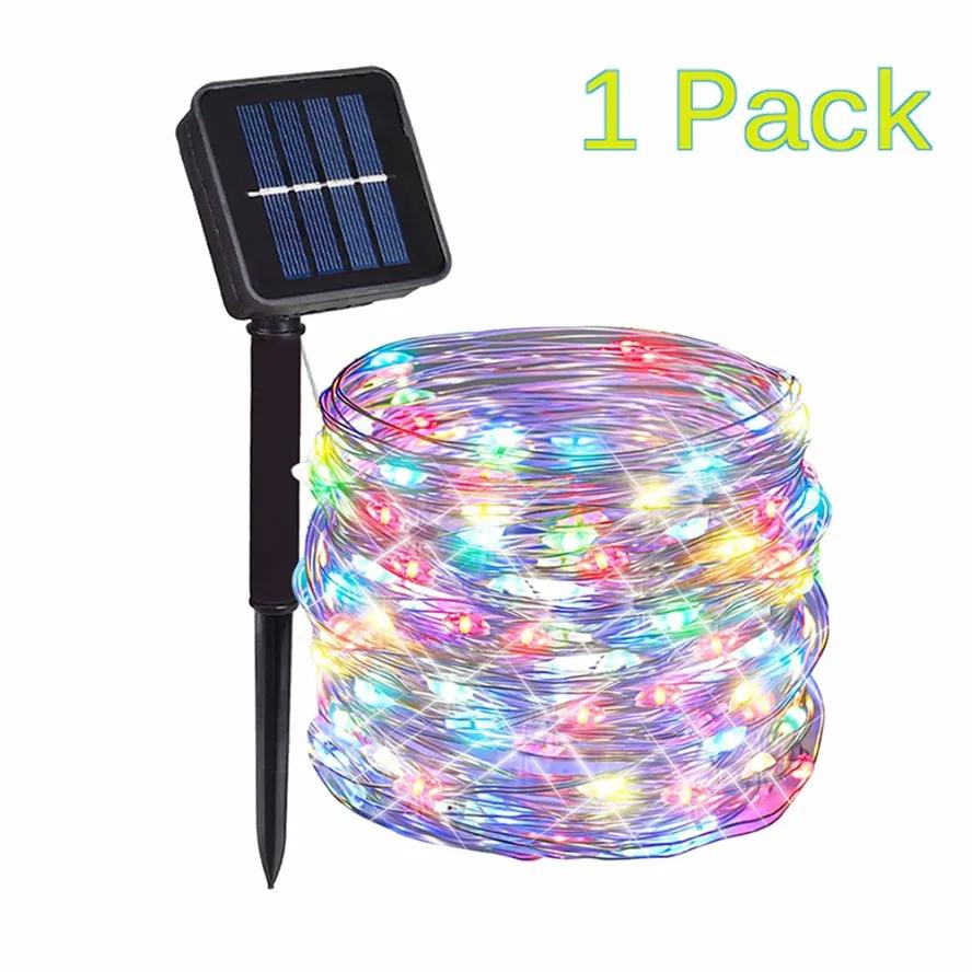 Solar-Lichterkette für den Außenbereich, 5 m/10 m/20 m/30 m, Lichterkette mit 8 Modi, Kupferdraht-Lichter für Gartendekorationen, Hof, Hochzeit 30M bunt