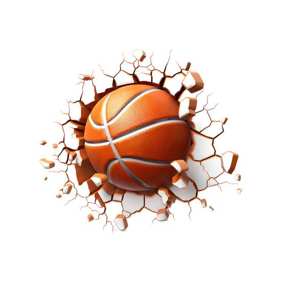 Yousheng 3D Basketball Wandaufkleber Basketball Durchbricht Die Wand Dekor Selbstklebend Abnehmbar Wanddekor für Jungen Schlafzimmer Wohnzimmer orange