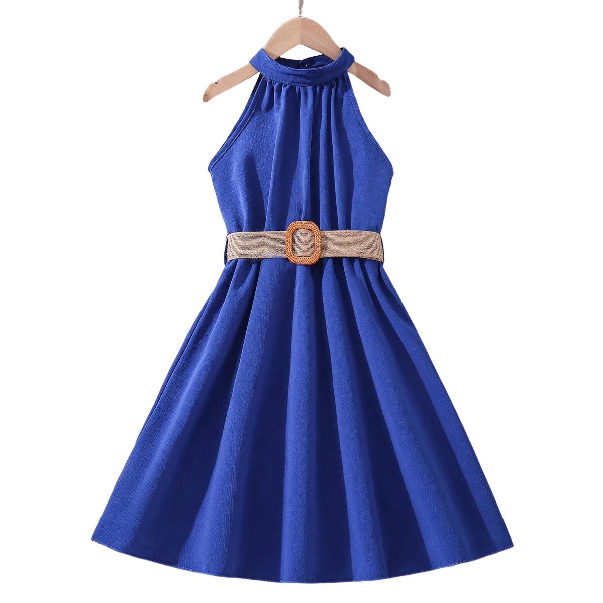 Mädchen Kleid Hängenden Hals Taille Kleider Teenager Casual Fashion Kleid für 8 9 10 11 12 Jahre alte Kinder Kleidung 11-12Y dunkelblaue