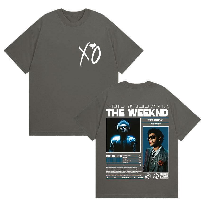 Rapper THE WEEKND STARBOY XO Tour 2026 Retro Grafik T-Shirts Herrenmode Hip Hop Oversized Baumwoll-T-Shirt Mann Fans Streetwear XXXL dunkelgrau