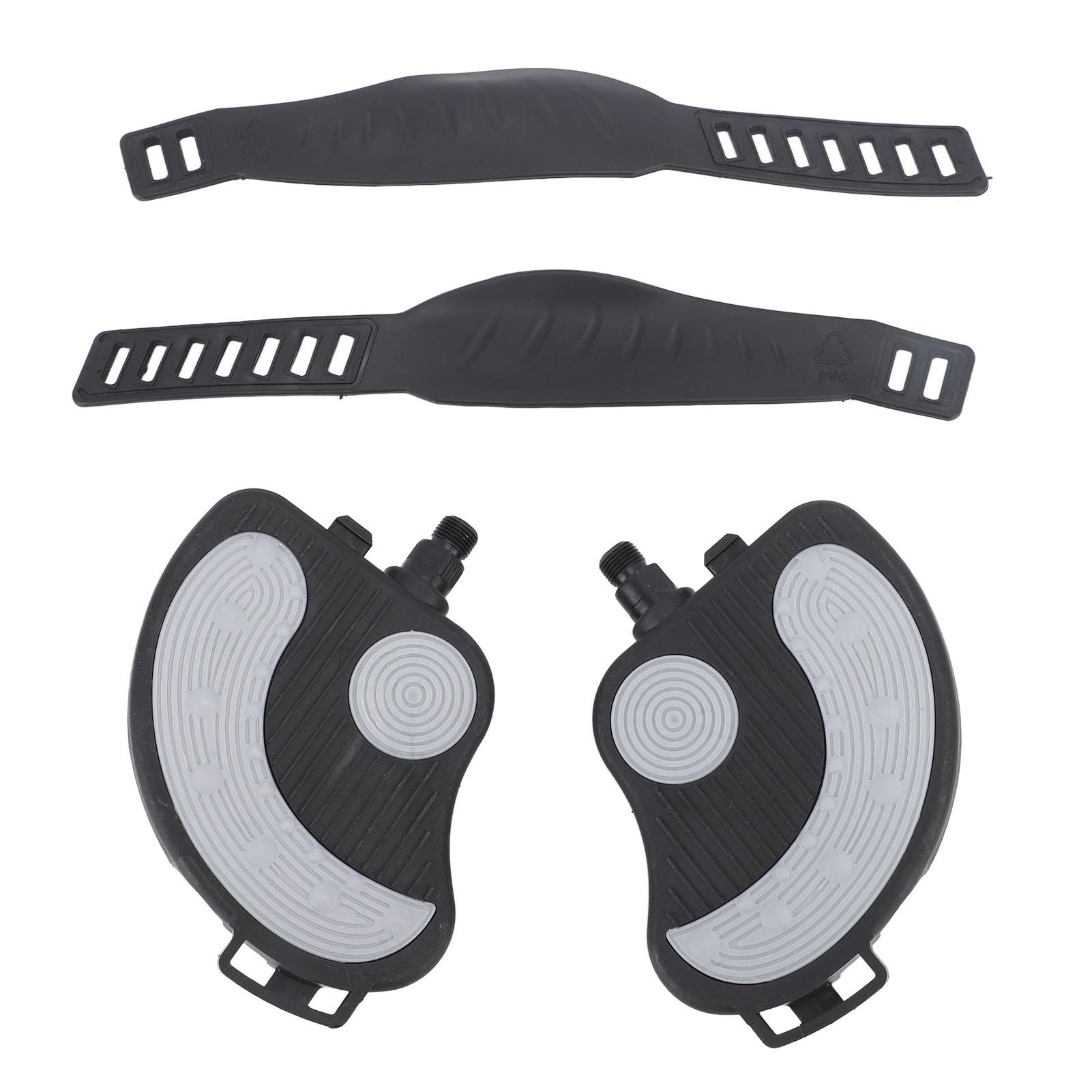 2PCS Heimtrainer Pedale mit Riemen PP PVC Edelstahl Universal Einstellbare Heimtrainer Pedale