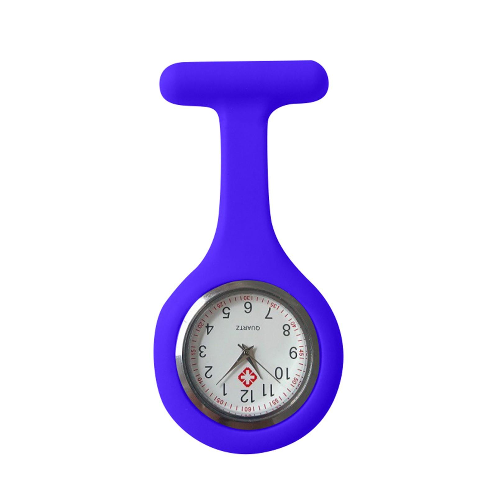 Silikon-Uhr-Brosche-Tunika-Taschenuhr mit kostenloser Batterie One Size dunkelblaue