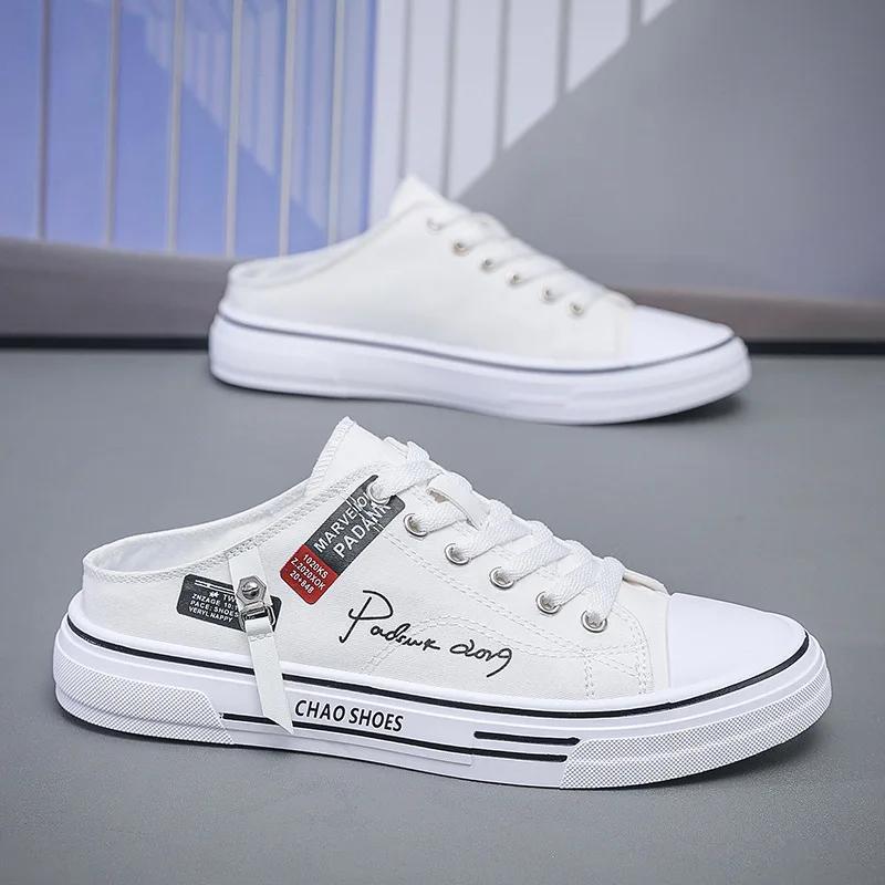 Sommer Herren Zehengeschlossene Hausschuhe Herren Sneaker Slipper Herren Casual Sneaker Sportschuhe Herren Fahrschuhe Halbschuhe tenis hombres 43 weiß