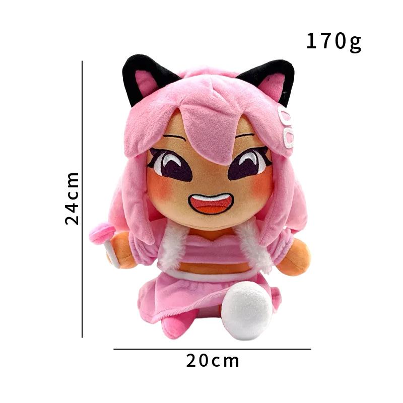 Roblox Layla Plüschtier YouTube Influencer Weiches Kuscheltier Rosa Katzenohren-Plüschtier Für Kinder Geburtstag Feiertagsgeschenk 24cm pink