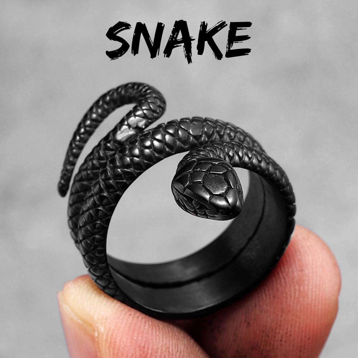 Goldene Schlange Tier Edelstahl Herrenringe Punk Hip Hop Einzigartig Trendy Für Männlichen Freund Schmuck Kreativität Geschenk 15 black
