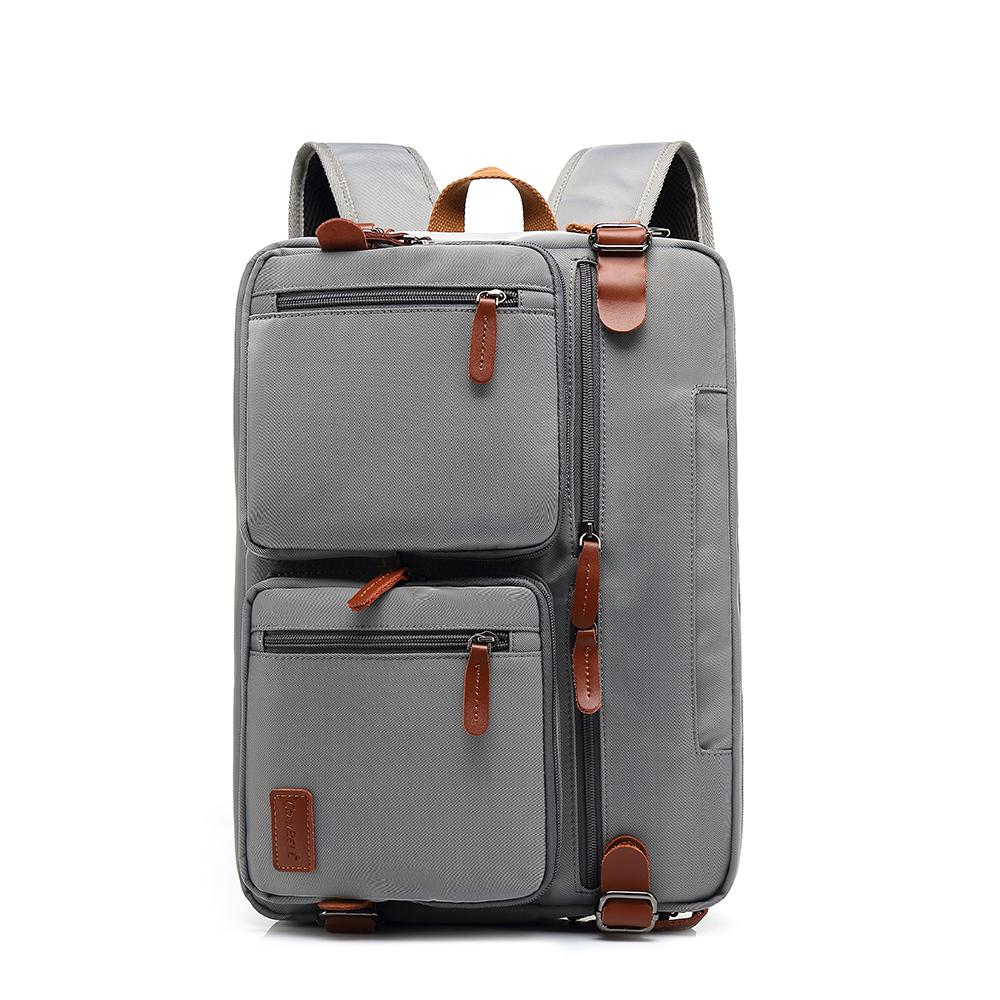 Herren-Rucksack, Cool Bell, multifunktionale Umhängetasche, Umhängetasche und Handtasche, 15,6/17,3 Zoll Laptop-Rucksack, Nylon, Schwarz/Grau/Blau, CB-5005 15.6 inch graue